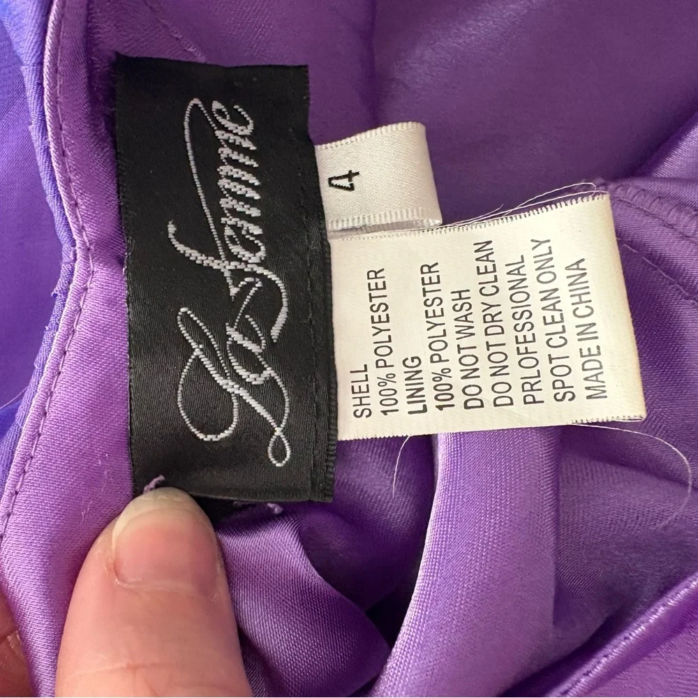 La Femme Purple Cut Out Halter Gown - Picture 4 of 5